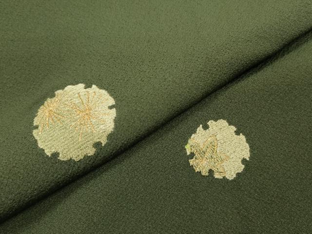 平和屋着物▼上質な小紋　総刺繍　雪輪花文　金糸　正絹　逸品　DABH7585fe