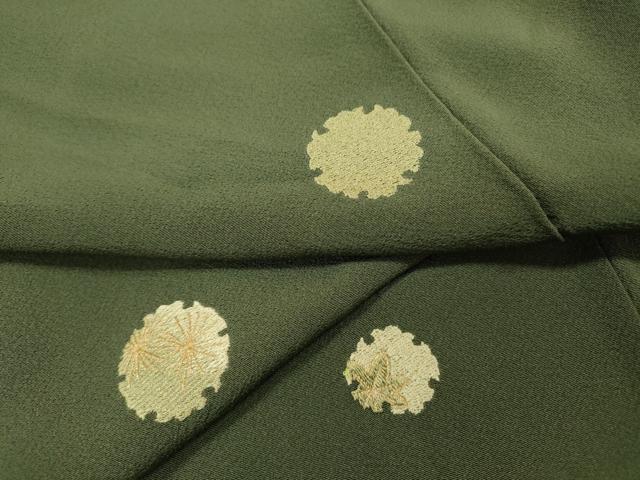 平和屋着物▼上質な小紋　総刺繍　雪輪花文　金糸　正絹　逸品　DABH7585fe