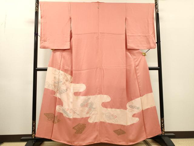 平和屋着物▼中国三大刺繍　相良刺繍　色留袖　絞り　冊子蒔絵花文　正絹　逸品　DABH7588fe