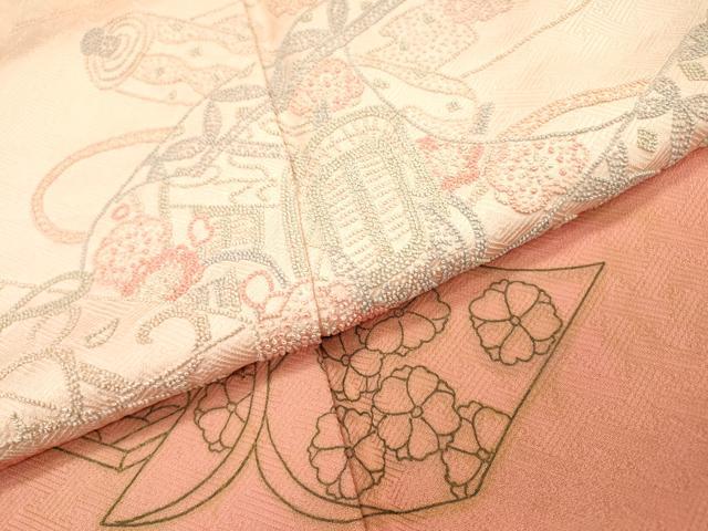 平和屋着物▼中国三大刺繍　相良刺繍　色留袖　絞り　冊子蒔絵花文　正絹　逸品　DABH7588fe