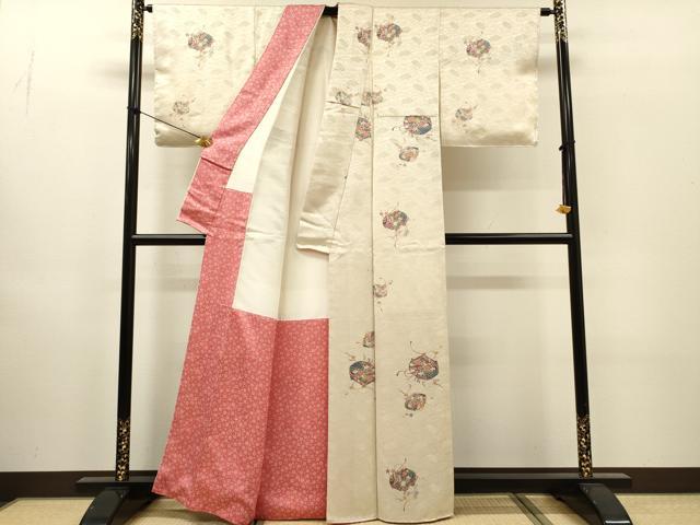 平和屋着物▼上質な小紋　文箱花文　金通し地　やまと誂製　正絹　逸品　未使用　DABH7591fe