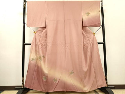 平和屋着物▼訪問着　総刺繍　金閣寺　雪輪風景松文　暈し染　金糸　正絹　逸品　DABH7592fe