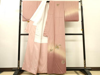 平和屋着物▼訪問着　総刺繍　金閣寺　雪輪風景松文　暈し染　金糸　正絹　逸品　DABH7592fe
