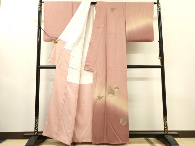 平和屋着物▼訪問着　総刺繍　金閣寺　雪輪風景松文　暈し染　金糸　正絹　逸品　DABH7592fe