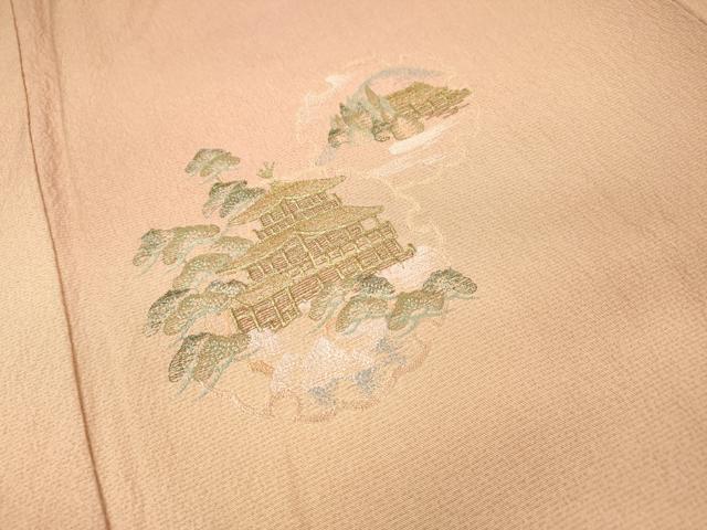 平和屋着物▼訪問着　総刺繍　金閣寺　雪輪風景松文　暈し染　金糸　正絹　逸品　DABH7592fe