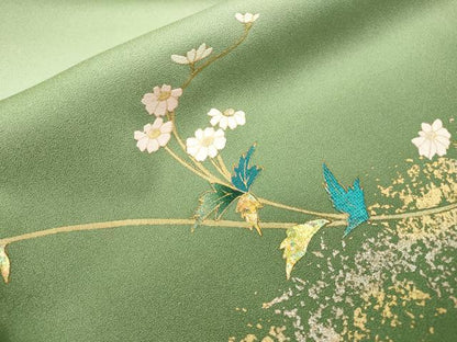 平和屋着物▼訪問着　螺鈿　草花　暈し染　金彩　正絹　逸品　DABH7594fe