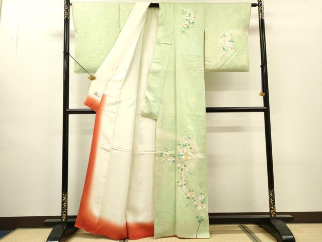 平和屋着物▼訪問着　総刺繍　枝花　暈し染　やまと誂製　正絹　逸品　DABH7595fe