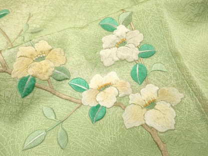 平和屋着物▼訪問着　総刺繍　枝花　暈し染　やまと誂製　正絹　逸品　DABH7595fe