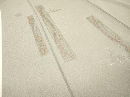 平和屋着物▼中国三大刺繍　スワトウ刺繍　汕頭刺繍　相良刺繍　総刺繍　訪問着　短冊花文　金糸　正絹　逸品　DABH7597fe
