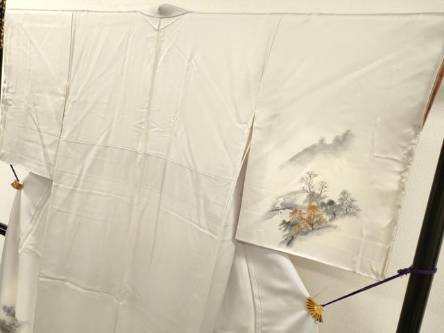 平和屋着物▼訪問着　作家物　手描き　渡り橋風景文　暈し染　正絹　逸品　未使用　DABH7608fe
