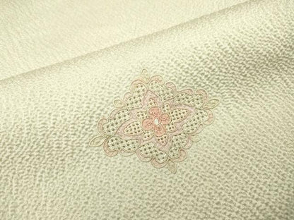 平和屋着物▼中国三大刺繍　スワトウ刺繍　汕頭刺繍　総刺繍　小紋　花菱文　正絹　逸品　DABH7613fe