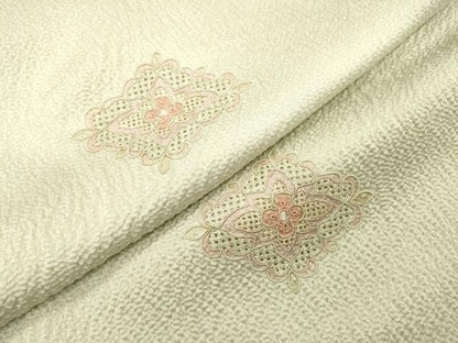 平和屋着物▼中国三大刺繍　スワトウ刺繍　汕頭刺繍　総刺繍　小紋　花菱文　正絹　逸品　DABH7613fe