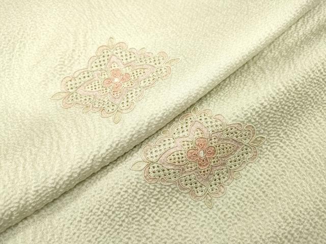 平和屋着物▼中国三大刺繍　スワトウ刺繍　汕頭刺繍　総刺繍　小紋　花菱文　正絹　逸品　DABH7613fe