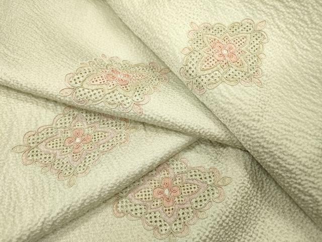 平和屋着物▼中国三大刺繍　スワトウ刺繍　汕頭刺繍　総刺繍　小紋　花菱文　正絹　逸品　DABH7613fe