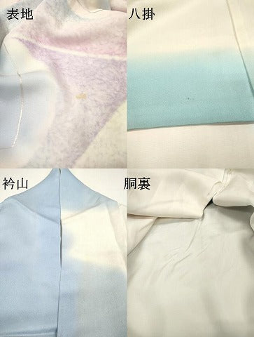平和屋着物▼フランソワーズ・モレシャン　振袖　孔雀　暈し染　銀彩　正絹　逸品　DABH7614fe