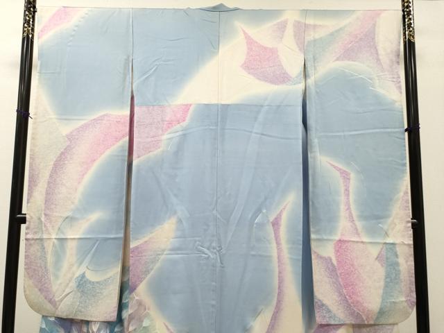 平和屋着物▼フランソワーズ・モレシャン　振袖　孔雀　暈し染　銀彩　正絹　逸品　DABH7614fe