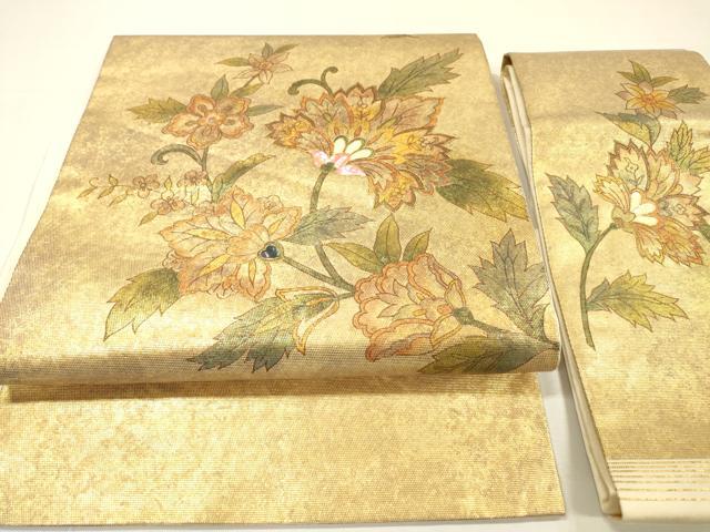 平和屋着物▼つけ帯　螺鈿　更紗花唐草文　金彩　正絹　逸品　DABH7617fe