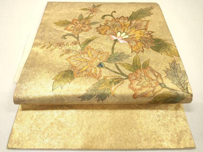 平和屋着物▼つけ帯　螺鈿　更紗花唐草文　金彩　正絹　逸品　DABH7617fe