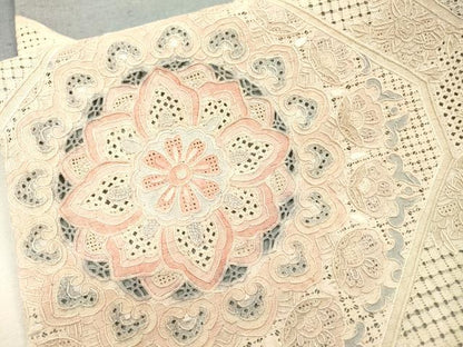 平和屋着物●中国三大刺繍　スワトウ刺繍　汕頭刺繍　相良刺繍　総刺繍　太鼓柄袋帯　紬地　蜀江正倉院花文　正絹　逸品　DABH7633fe