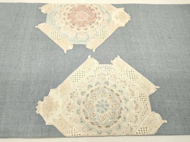 平和屋着物●中国三大刺繍　スワトウ刺繍　汕頭刺繍　相良刺繍　総刺繍　太鼓柄袋帯　紬地　蜀江正倉院花文　正絹　逸品　DABH7633fe