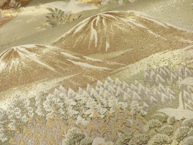 平和屋着物▼西陣　やまひで謹製　六通柄袋帯　唐織　旅情秀鳳文様　金糸　証紙付き　正絹　逸品　DABH7642fe