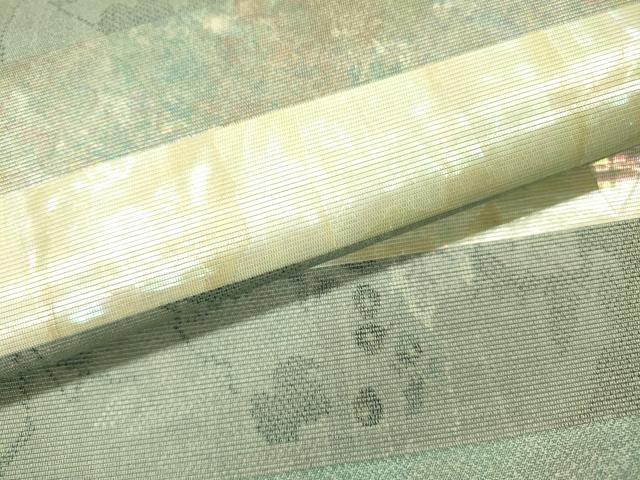 平和屋着物▼太鼓柄袋帯　螺鈿箔　螺鈿大島間道　金彩　引箔　正絹　逸品　未使用　DABH7648fe