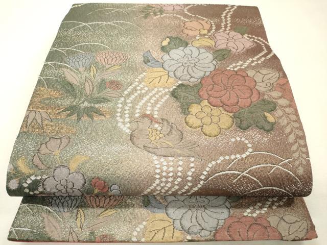 平和屋着物▼六通柄袋帯　纈幡織　辻が花　金糸　正絹　逸品　DABH7668fe