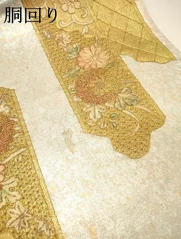 平和屋着物▼両面　中国三大刺繍　スワトウ刺繍　汕頭刺繍　太鼓柄袋帯　螺鈿　駒刺繍　地紙鳳凰花文　金彩　引箔　正絹　逸品　DABH7672fe
