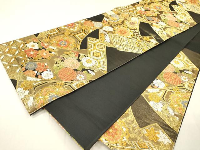 平和屋着物▼六通柄袋帯　唐織　吉祥正倉院花文　金銀糸　正絹　逸品　DABH7685fe