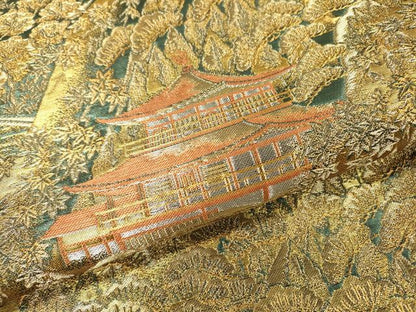 平和屋着物▼六通柄袋帯　金閣寺　金銀糸　正絹　逸品　DABH7686fe