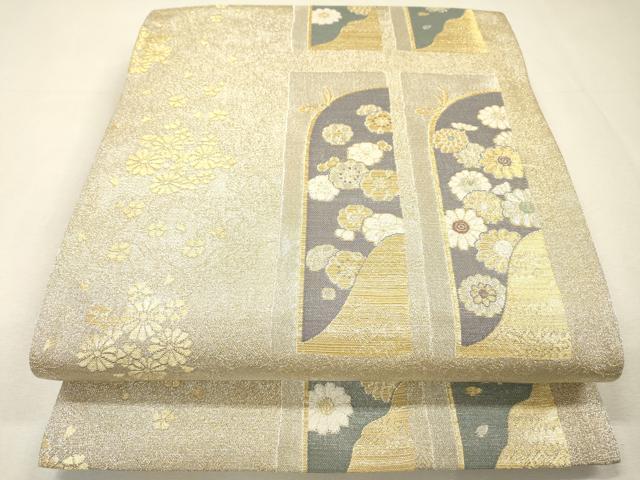 平和屋着物▼六通柄袋帯　短冊花文　金銀糸　正絹　逸品　未使用　DABH7700fe