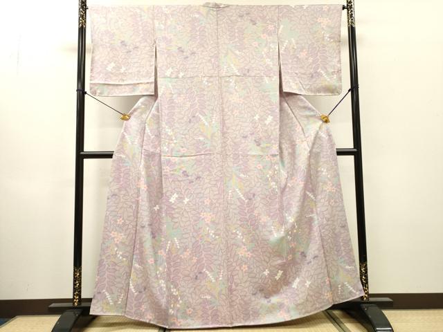 平和屋着物●上質な小紋　草花　金彩　正絹　逸品　未使用　DABH7701fe
