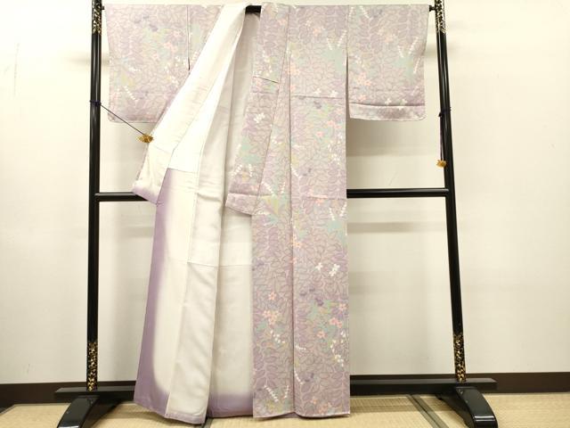 平和屋着物●上質な小紋　草花　金彩　正絹　逸品　未使用　DABH7701fe