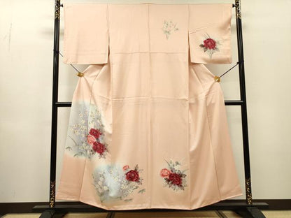 平和屋着物▼訪問着　手描き　枝花　暈し染　正絹　逸品　DABH7706fe