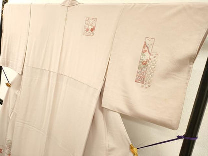平和屋着物▼中国三大刺繍　相良刺繍　総刺繍　訪問着　色紙短冊花文　金糸　正絹　逸品　DABH7707fe