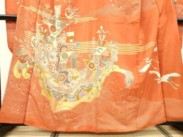 平和屋着物▼豪華振袖　宝船　金彩　金通し地　正絹　逸品　DABH7708fe