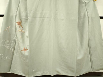 平和屋着物▼訪問着　竹屋町刺繍　折り鶴　銀彩　正絹　逸品　DABH7710fe
