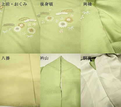 平和屋着物▼訪問着　総刺繍　花松文　金銀糸　正絹　逸品　DABH7713fe