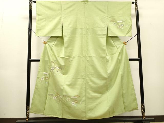 平和屋着物▼訪問着　総刺繍　花松文　金銀糸　正絹　逸品　DABH7713fe