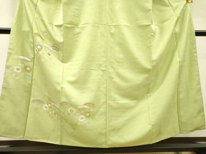 平和屋着物▼訪問着　総刺繍　花松文　金銀糸　正絹　逸品　DABH7713fe