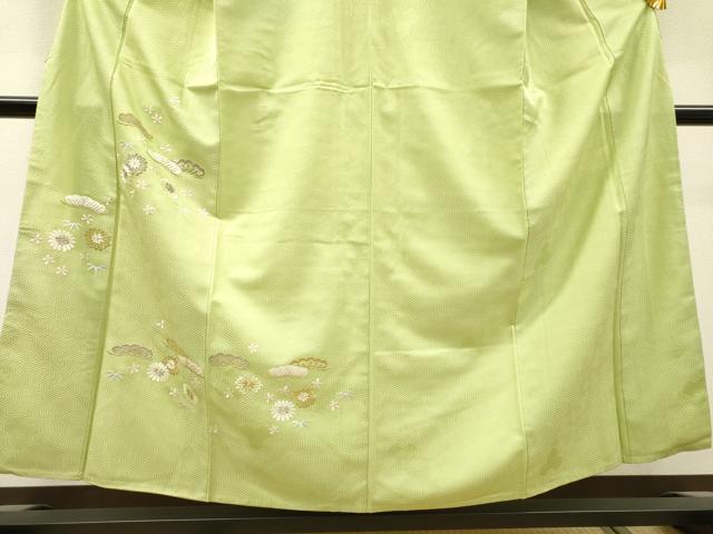 平和屋着物▼訪問着　総刺繍　花松文　金銀糸　正絹　逸品　DABH7713fe