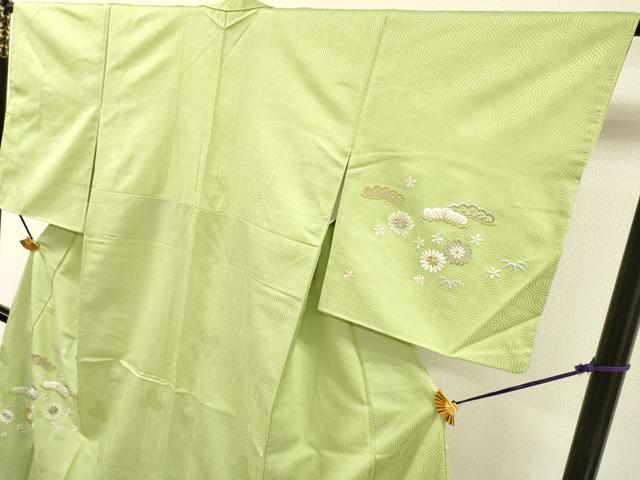 平和屋着物▼訪問着　総刺繍　花松文　金銀糸　正絹　逸品　DABH7713fe