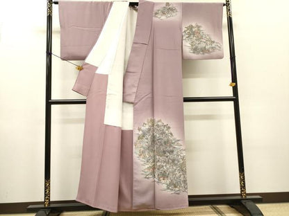 平和屋着物▼訪問着　手描き　風景文　暈し染　正絹　逸品　DABH7714fe