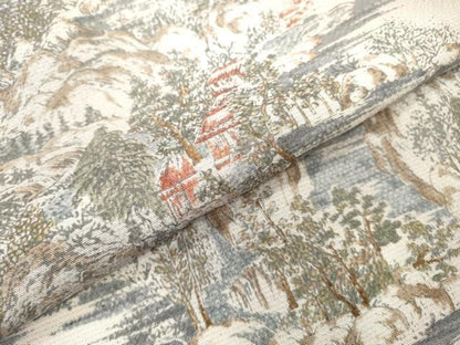 平和屋着物▼訪問着　手描き　風景文　暈し染　正絹　逸品　DABH7714fe