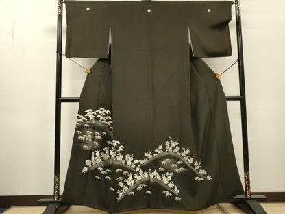 平和屋着物▼豪華黒留袖　総刺繍　笹花松文　銀糸　正絹　逸品　DABH7720fe