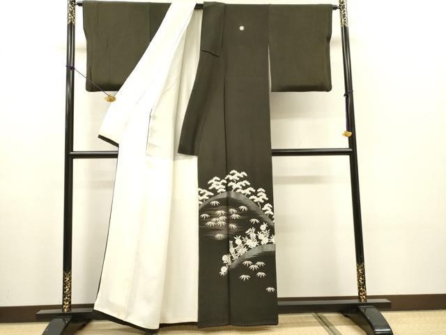 平和屋着物▼豪華黒留袖　総刺繍　笹花松文　銀糸　正絹　逸品　DABH7720fe