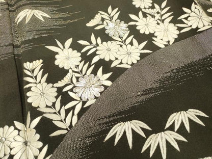 平和屋着物▼豪華黒留袖　総刺繍　笹花松文　銀糸　正絹　逸品　DABH7720fe