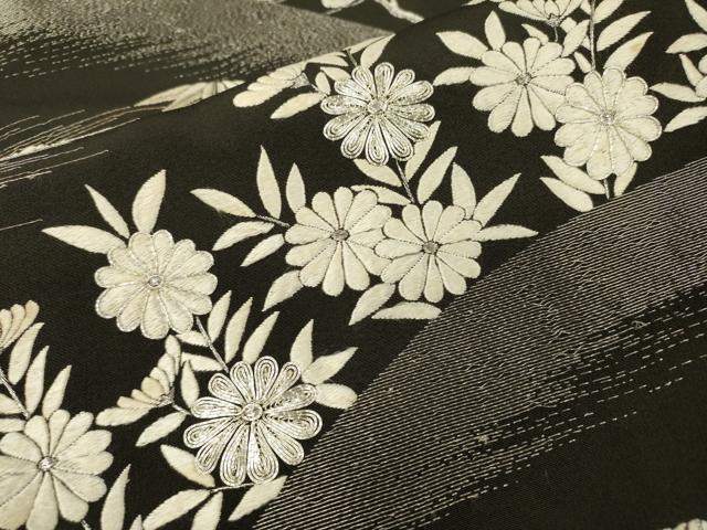 平和屋着物▼豪華黒留袖　総刺繍　笹花松文　銀糸　正絹　逸品　DABH7720fe