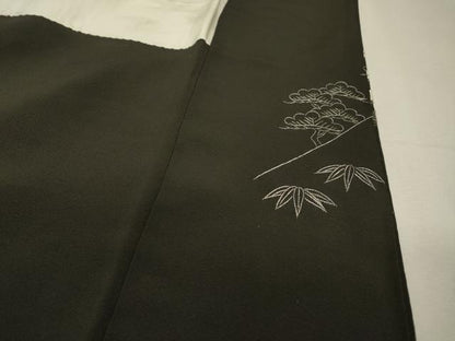 平和屋着物▼豪華黒留袖　総刺繍　笹花松文　銀糸　正絹　逸品　DABH7720fe