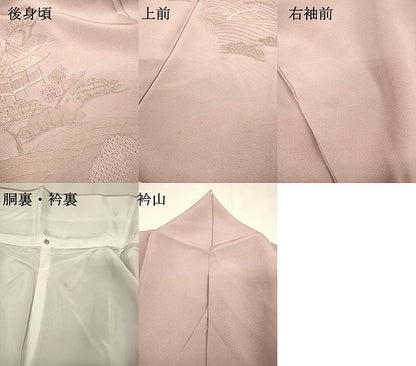 平和屋着物▼中国三大刺繍　スワトウ刺繍　汕頭刺繍　総刺繍　訪問着　風景文　金糸　正絹　逸品　DABH7722fe